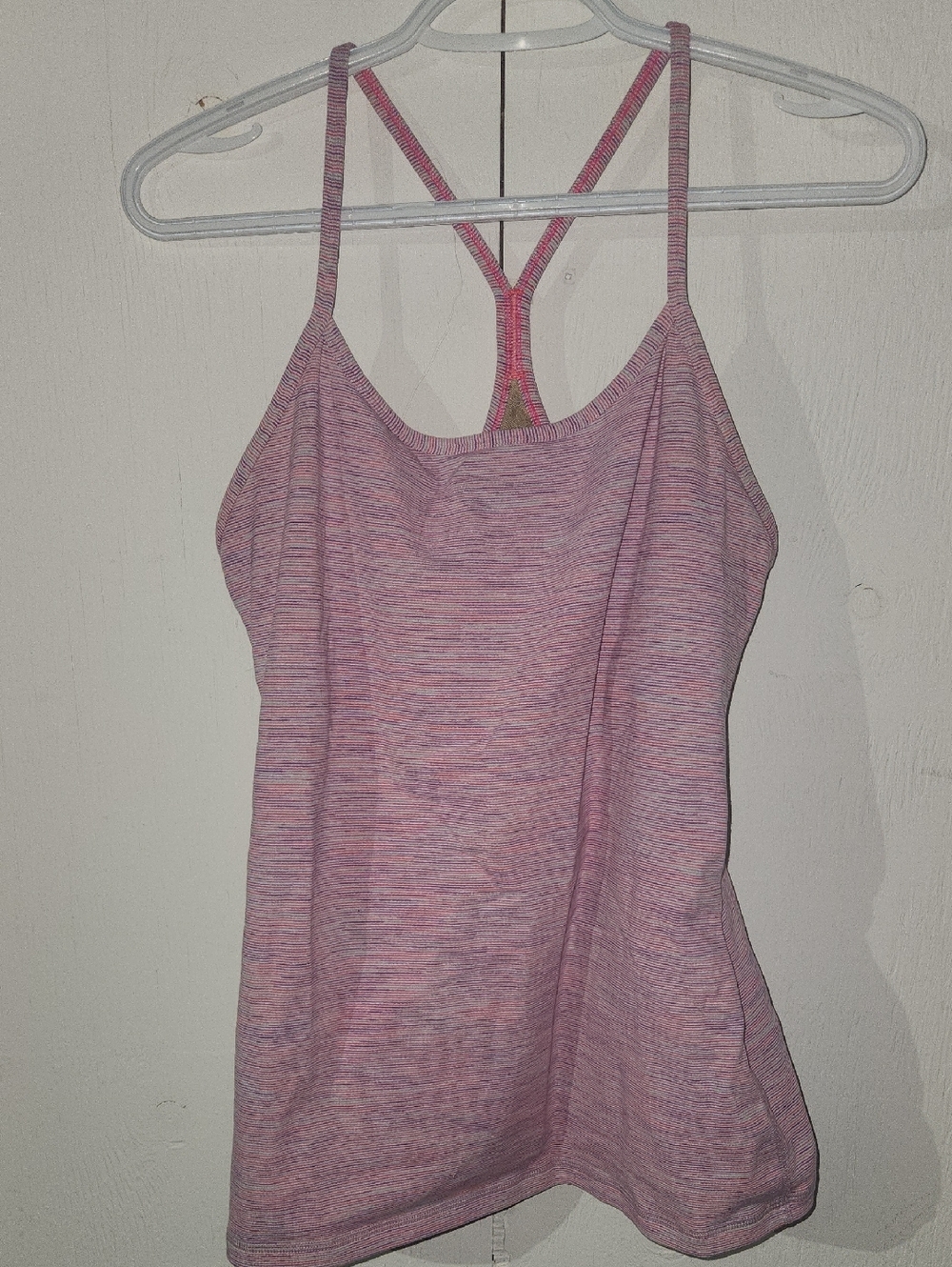 Lululemon Power Y Tank in a pink and purple striped size 10